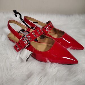 Red Sexy Goth Ballet Eyelet Grunge Flats Size 9 NWTS